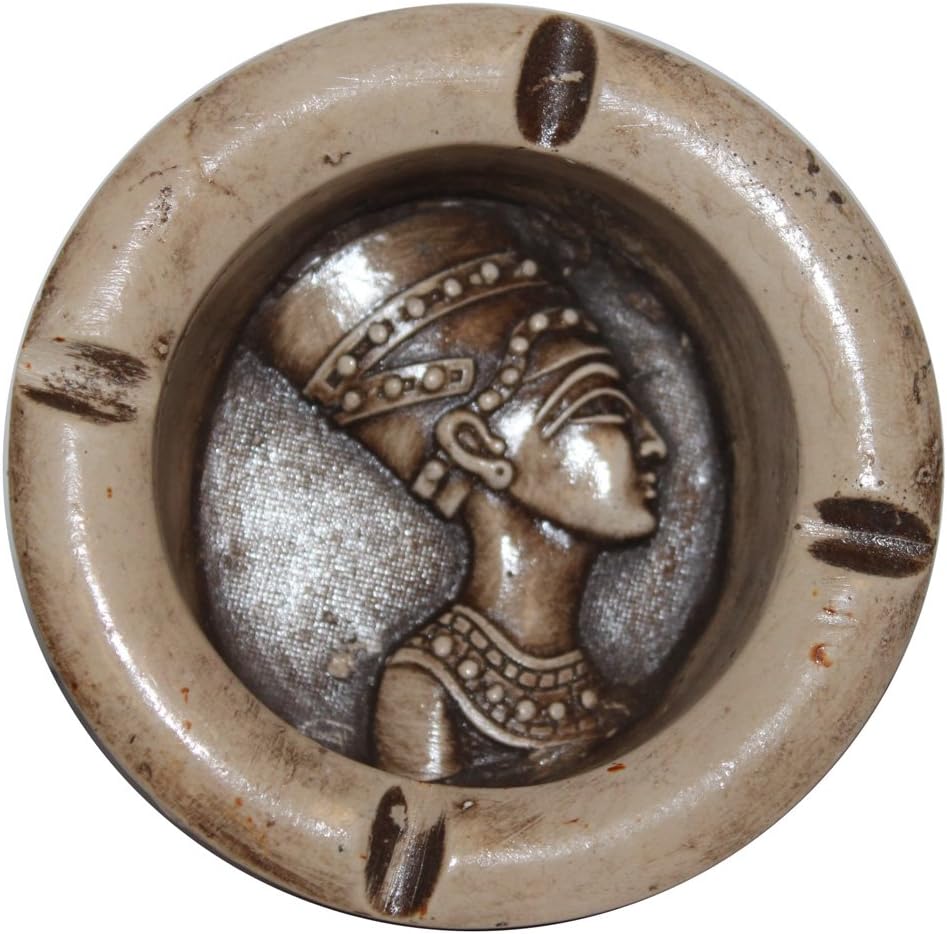 2858 - 4" Egypt King Faux Ivory Ashtray - |1-3|