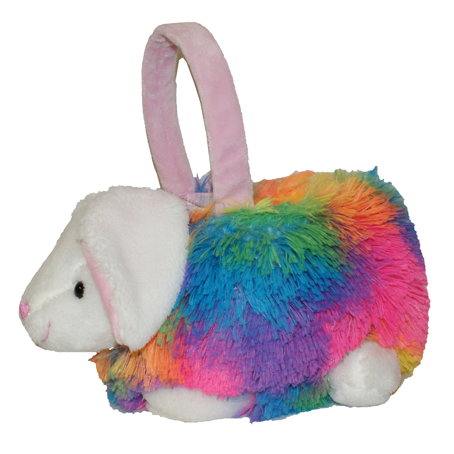 29349 - Adorable Vibrant Rainbow Bunny Basket Plush Stuffed Animal Toy for Easter Decor |4-15|