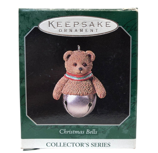 29963 - Set of 4 Teddy Bear Mini Ornament with Christmas Bell, Teddy Bear Style, Beary Perfect Tree, and Scooting Along