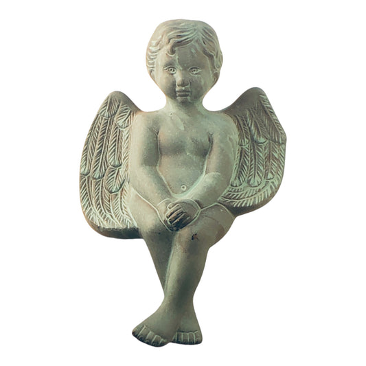 30232 - 8-Inch Exquisite Sitting Angel Statue with Antique Patina Finish for Home Decor |