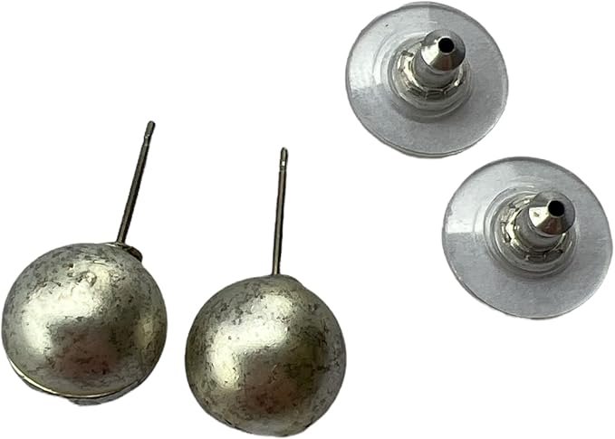 30366 - Large Silver Ball Stud Earrings with Clear Design for Everyday Wear |Clear-178|