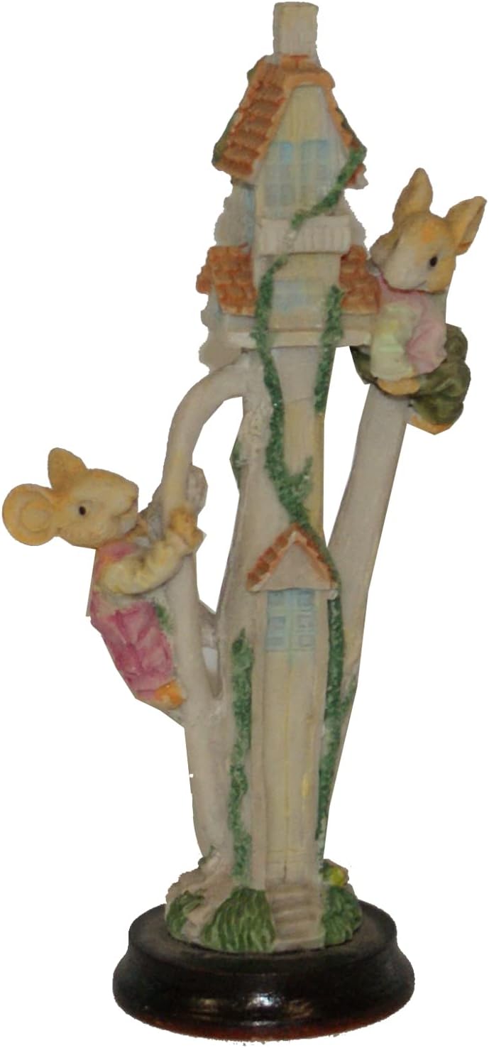 3142 - 6" 2 Mice Climbing Pole House - |2-19|