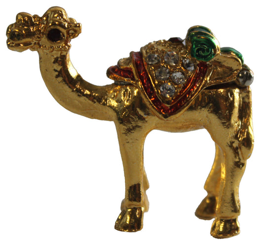 3163 - 1.5" Gold Camel - Green Gem - |Z-59|