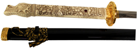 3271 - Faux Ivory Dragon Black Sword - |Sword|