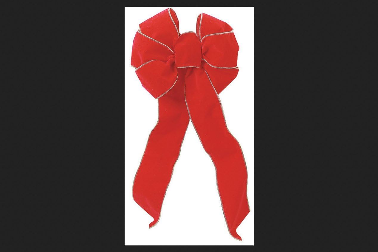 32852 - 10" Red Velvet Bow w Gold - |Pod 2-44|