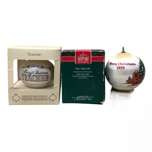33358 - Set of 3 Keepsake Glass Holiday Ornaments for Teacher |Pod 1-66|
