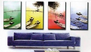 3339 - Oil Painting 4 Piece Beach Pier - |On Stairs|