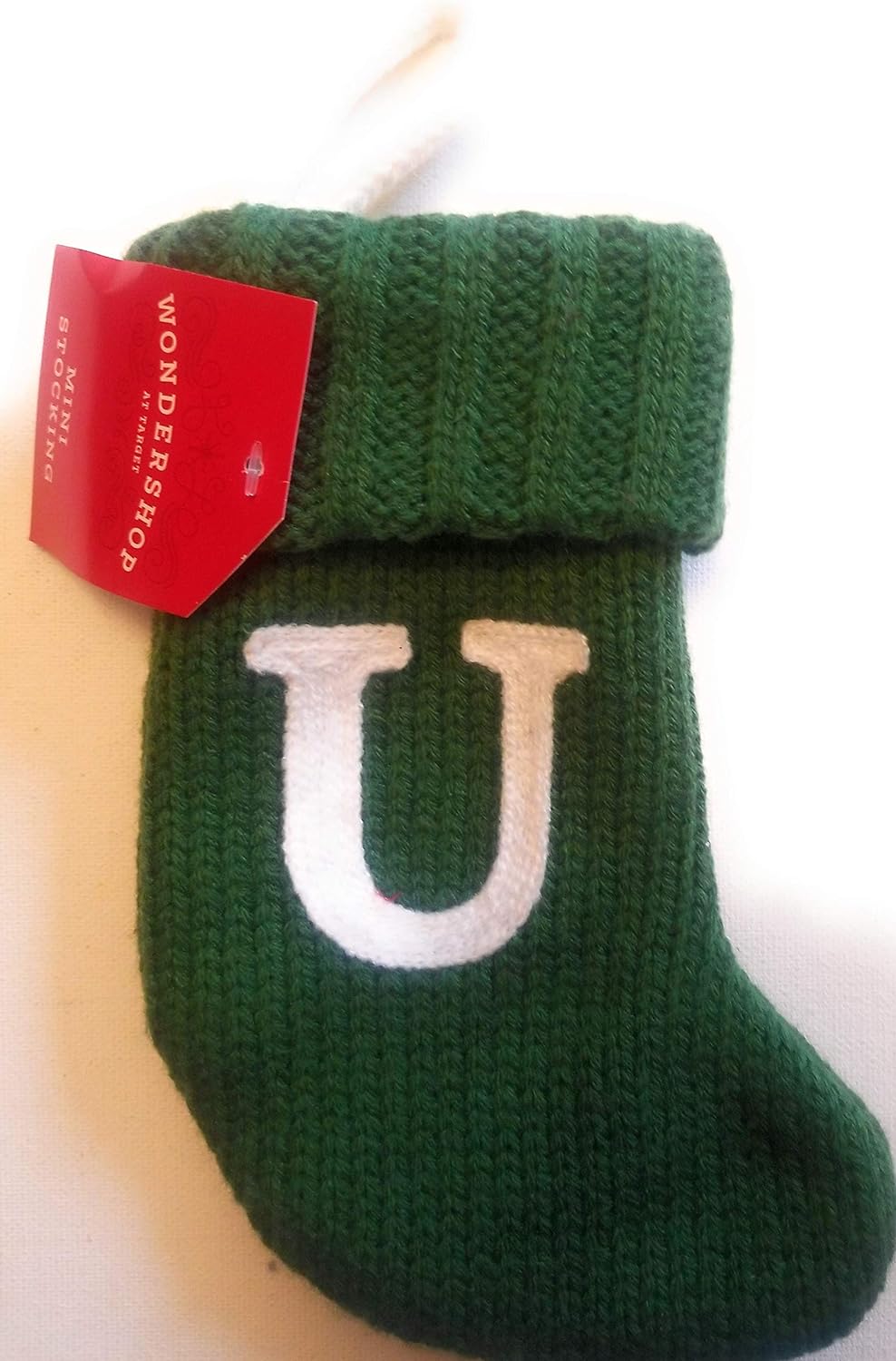 33557 - Green 7 Inch Christmas Stocking with Initial U |Pod 2-53|