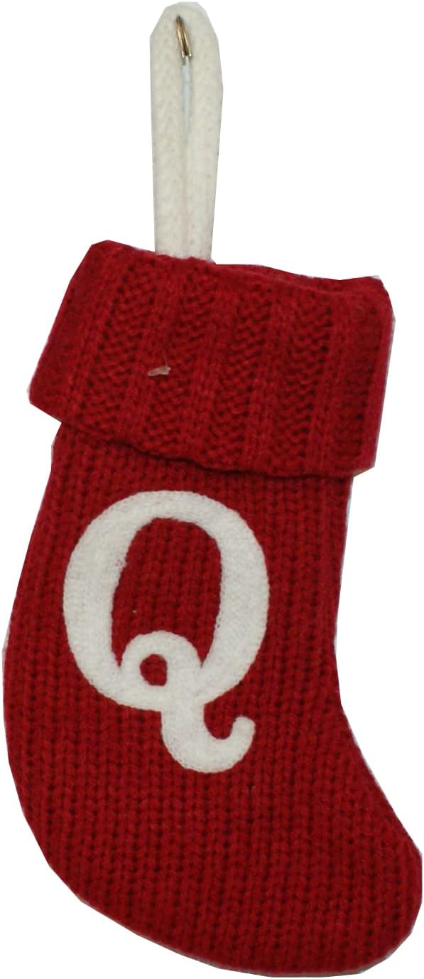 33845 - Mini Red Knit 8" Initial Q Christmas Stocking for Festive Holiday Decor |Pod 2-49|