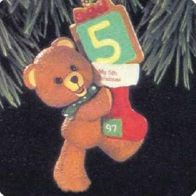 34032 - 1999 Vintage Hallmark Keepsake Ornament Child's Fifth Christmas Teddy Bear - |Pod 2-71|