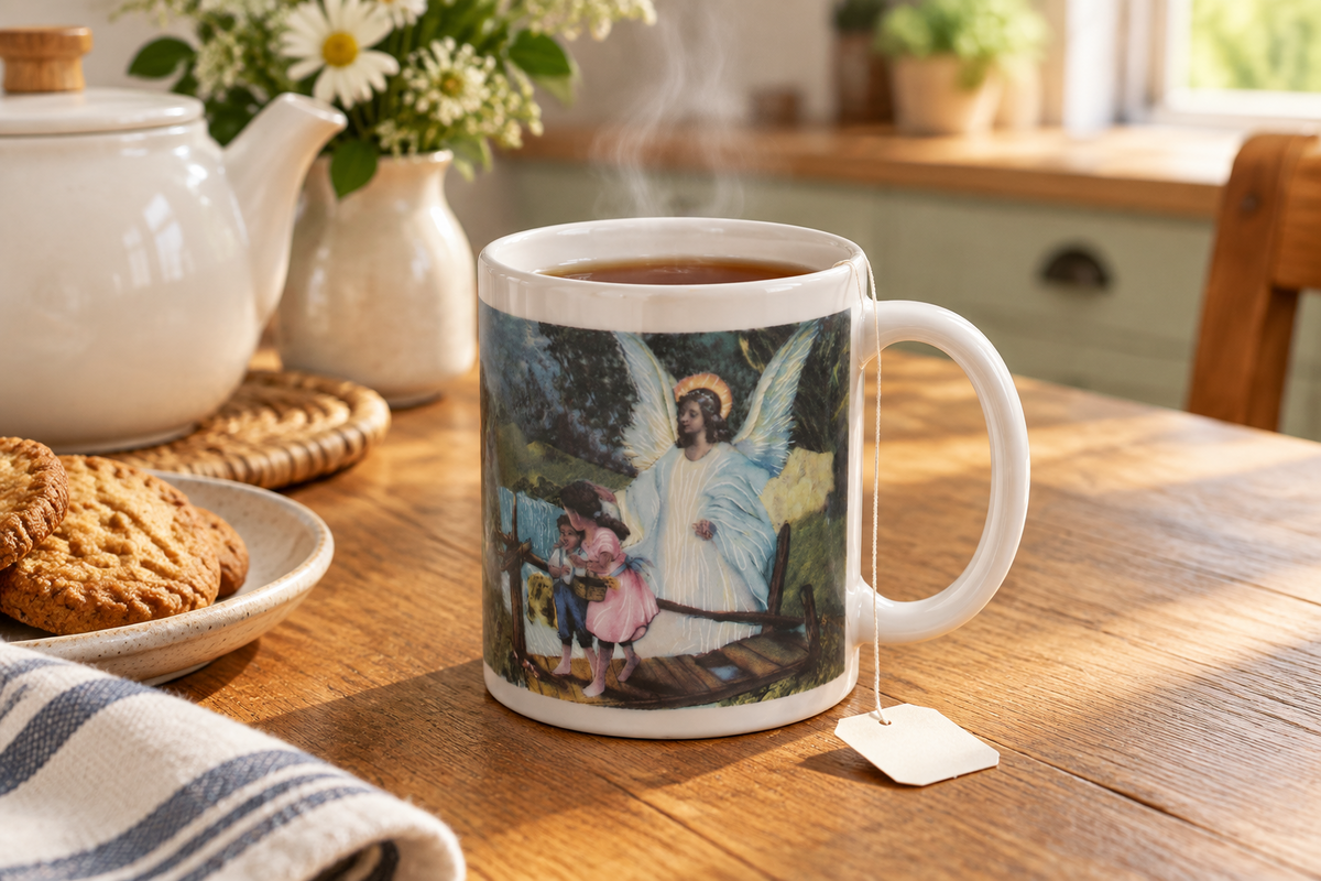 34195 - Guardian Angel with Children Crossing Bridge Coffee Mug |4-20|