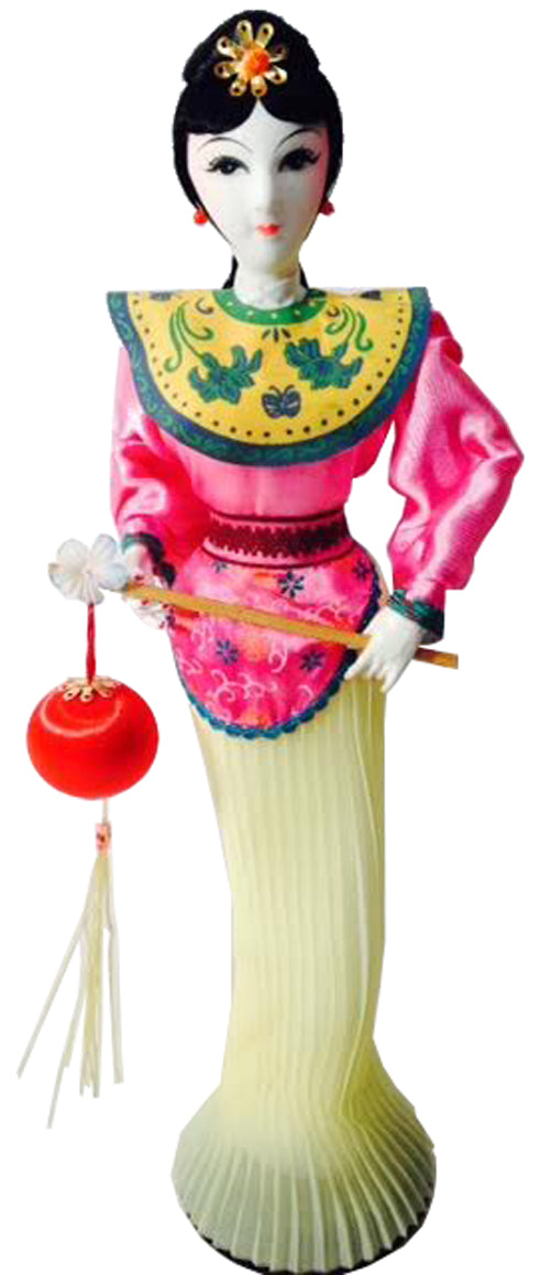 3442 - 16" Pink Blouse, Yellow Skirt, Gold Neckpiece, Pink Sash Woman Doll - Ball #1 - |X-58|