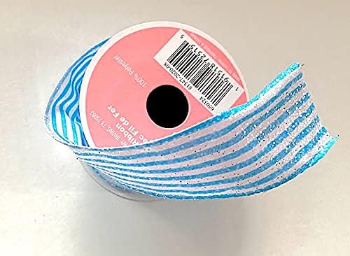 35148 - Blue White Sparkle Ribbon Set of 2 Rolls - |2-16|