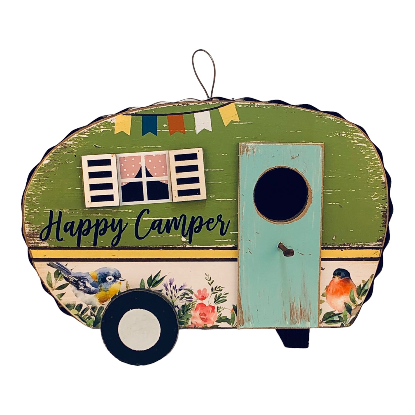 35600 - Happy Camper 9x6.5" Birdhouse w/Birds |G-48|