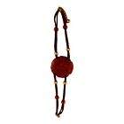 36079 - Burgundy Medallion Leather Bracelets - |Clear-148|