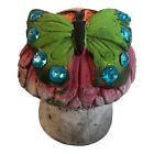 36638 - Charming 3 Inch Pink Mushroom Figurine with Detailed Butterfly Design |Y-4|