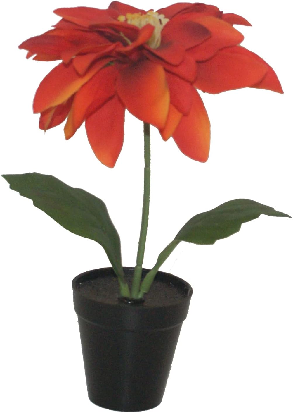36837 - 8" Red Orange Flower In Pot |H-47|
