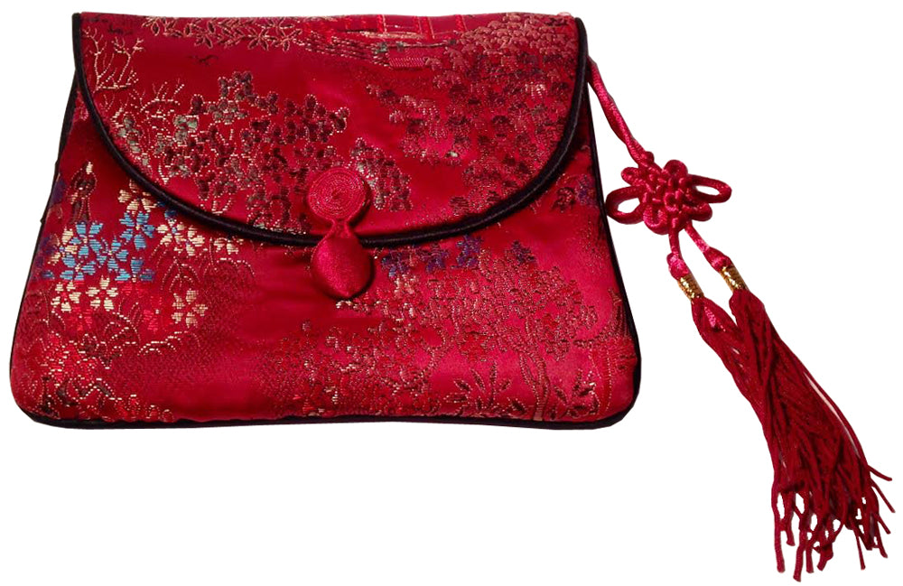 3691 - Burgundy Tassel Satin 6.5" x 5" Purse |16-23|