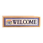 36982 - All-Wood Blue & White Gingham Pattern Welcome Sign for Doorway Entryway |DECOR|