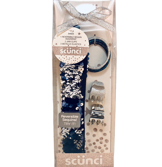 3711 - Scunci Silver Blue Hair Set with Elegant Design and Stylish Features |23-B|