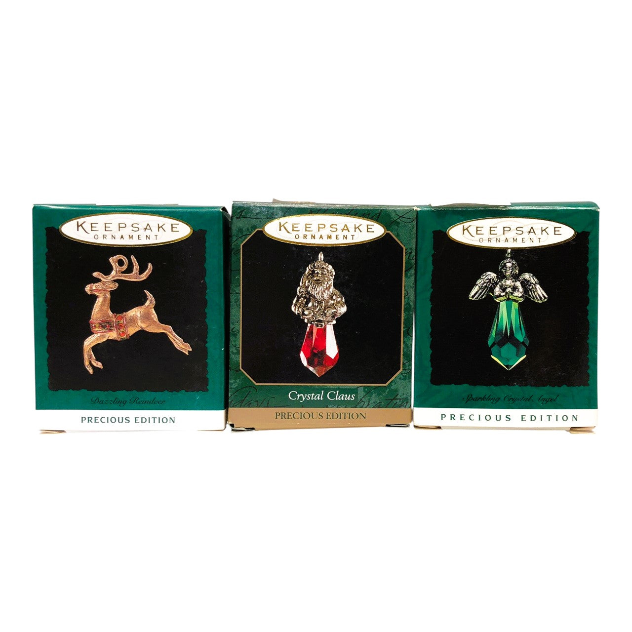 37168 - Set of 3 Crystal Ornament - Crystal Claus, Dazzling Reindeer, and Sparkling Crystal Angel