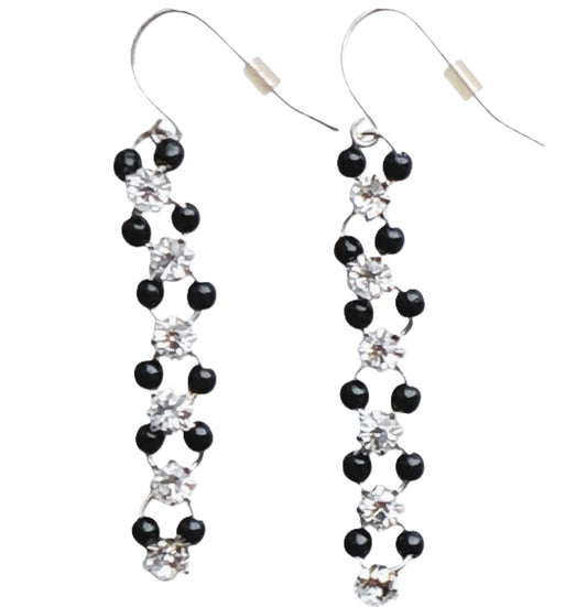 37646 - Black Bead and Crystal Earrings-Cool Beans-Clear-150 - CS