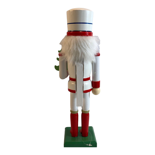 38067 - 12" White Christmas Nutcracker Holiday Figure with Festive Details |Pod 2-1|