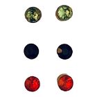 39845 - Set of 3 Halloween Earrings-Green, Orange, Black Studs - |Clear-180|