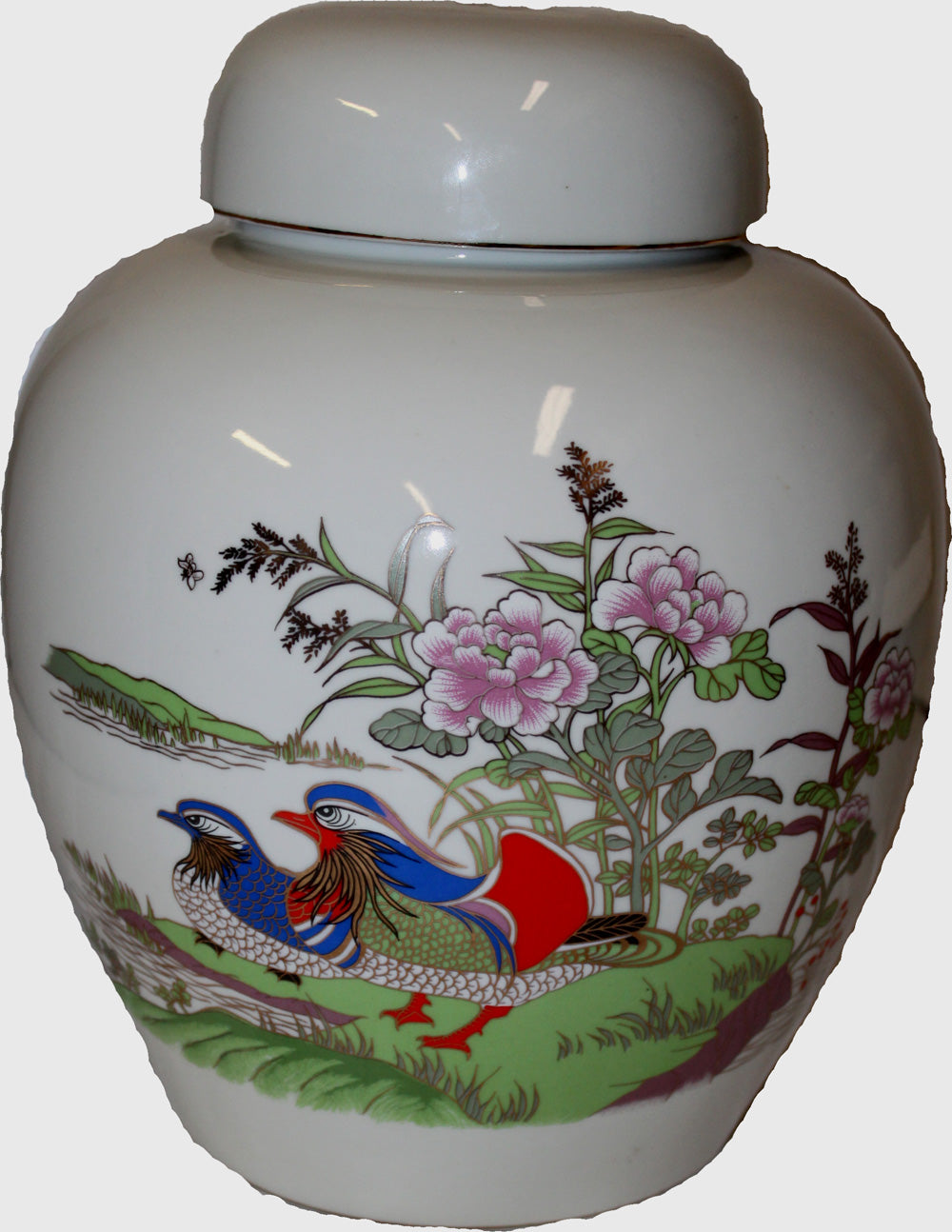 3986 - 11" White Ginger Jar with Birds - |WB-7|
