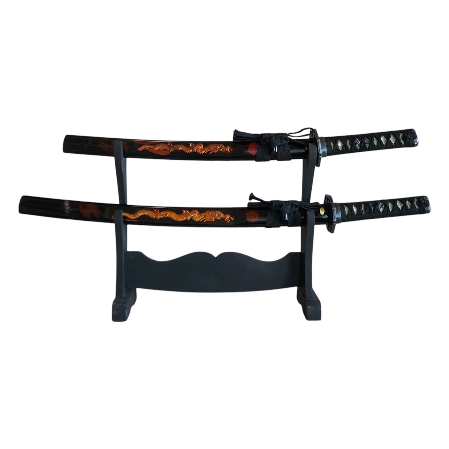 4032 - 2 Sword Set Black w/Copper Dragon - 5-F Down : JT BLACKEYEDBLADES COOL BEANS