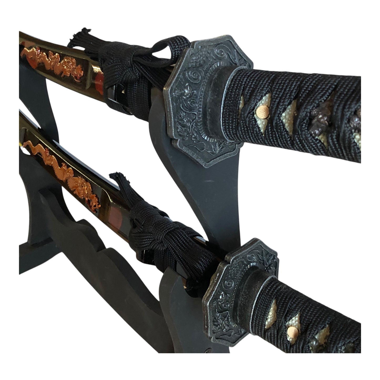 4032 - 2 Sword Set Black w/Copper Dragon - 5-F Down : JT BLACKEYEDBLADES COOL BEANS