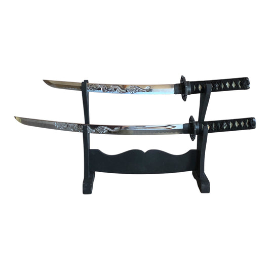 4032 - 2 Sword Set Black w/Copper Dragon - 5-F Down : JT BLACKEYEDBLADES COOL BEANS