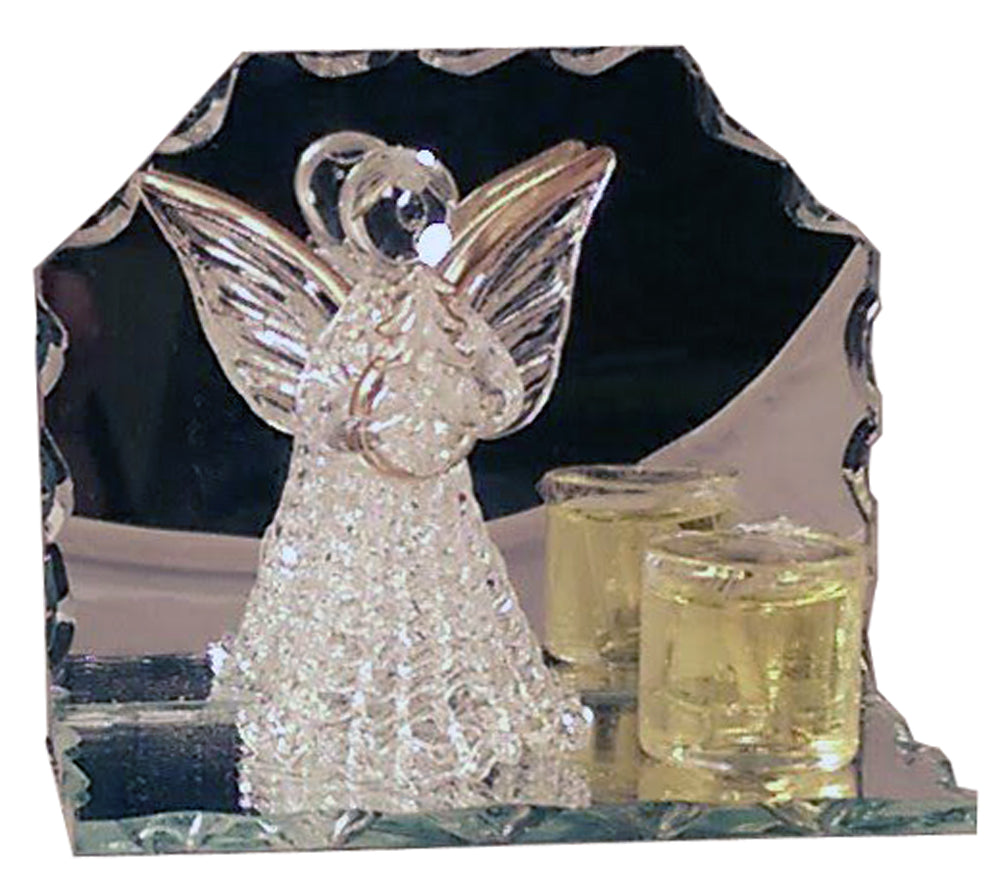 4034 - Yellow Glass Mirror Angel Candle - |2-6|