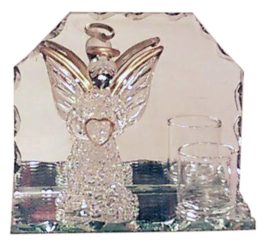 4147 - Glass Mirror Angel Candle Holder - |2-6|