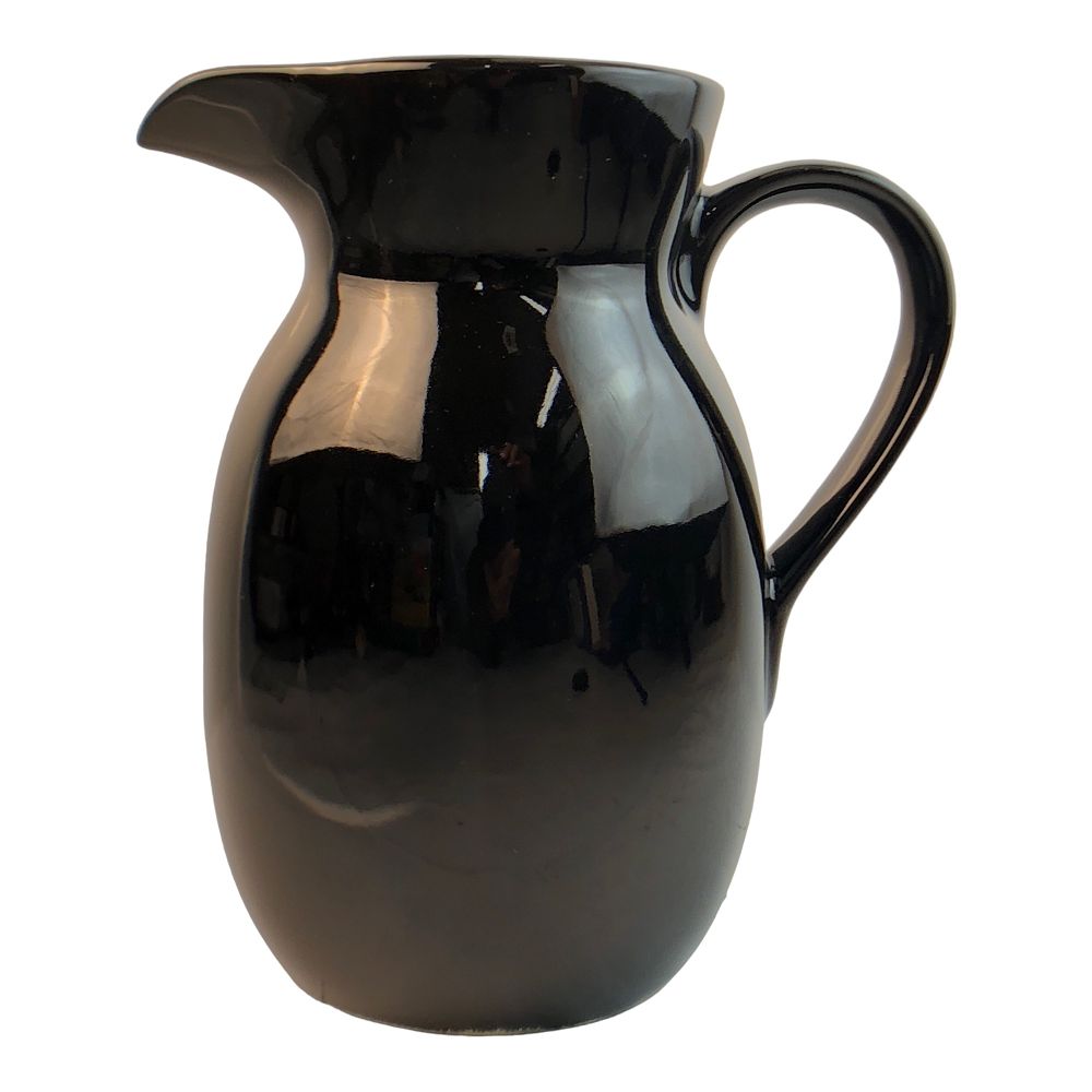 41676 - 7" Black Ceramic Pitcher for Modern Elegant Home Decor and Flower Arrangements |GR-65|