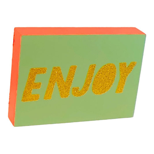 41714 - Enjoy Glitter 5x7 Novelty Sign in Red and Teal for Home Decor |Pod 1-18|
