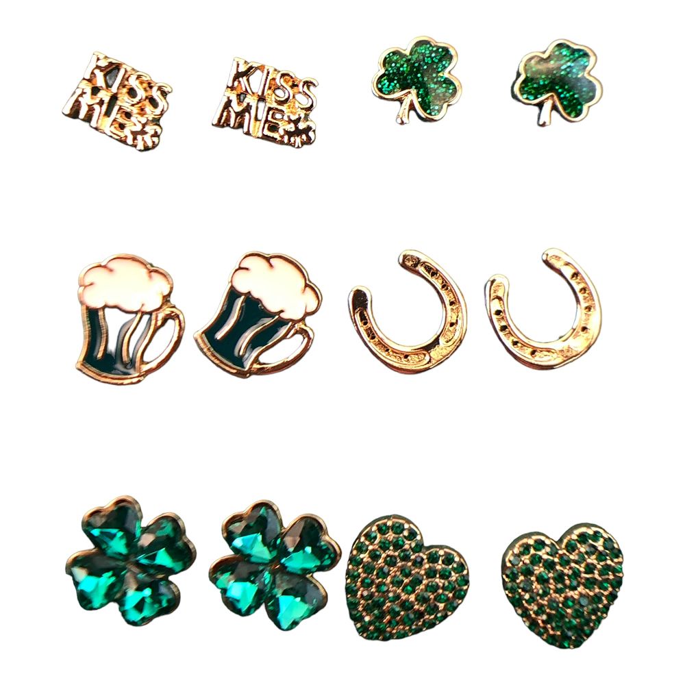 41723 - St. Patrick's Earrings-6prs - |Clear-109|