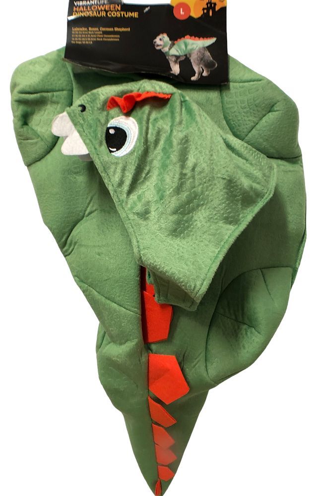 41981 - Dinosaur Pet Costume With Soft Green Body And Bright Orange Dorsal Spikes |TBD|