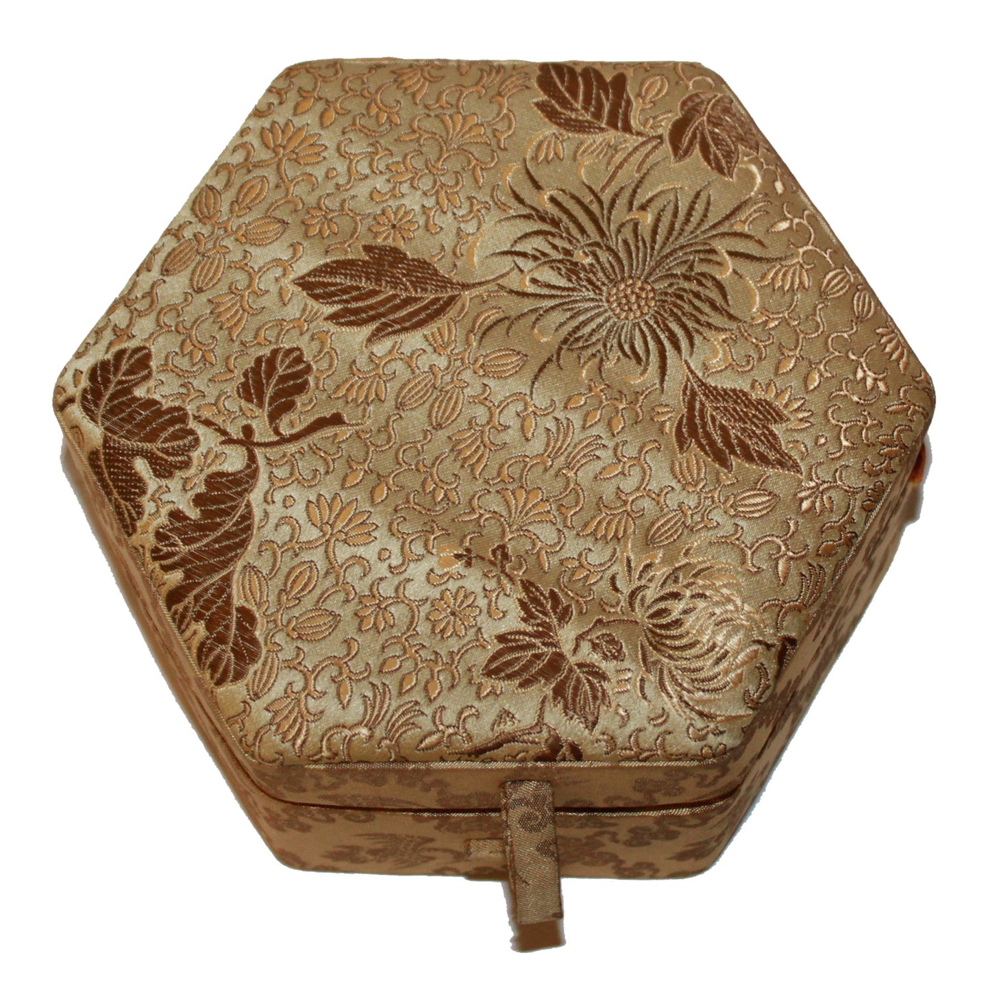 4254 - Hexagon 5" Gold Satin Box - |F-27 Top|