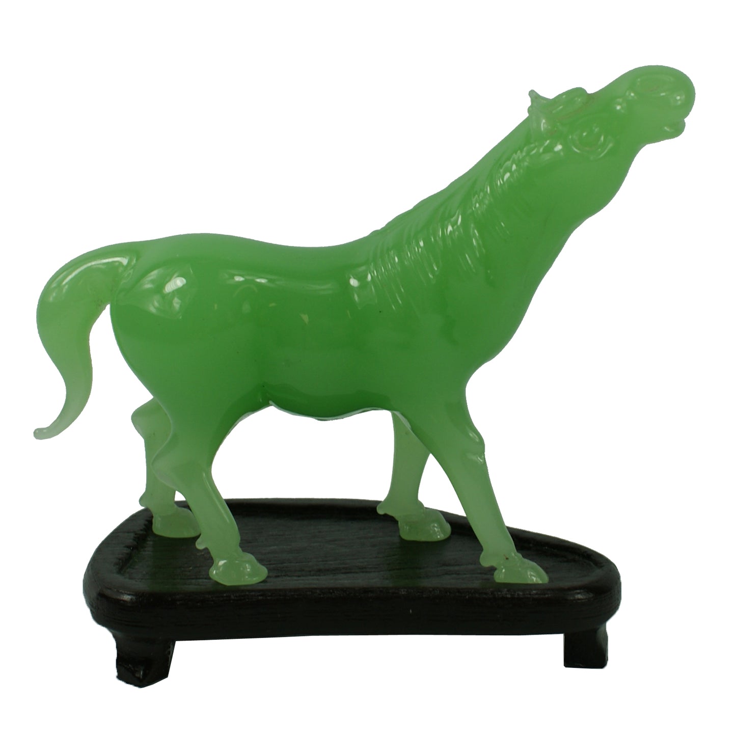 4261 - 3" Green Horse - Biting Foot Black Wood Base - |2-17|