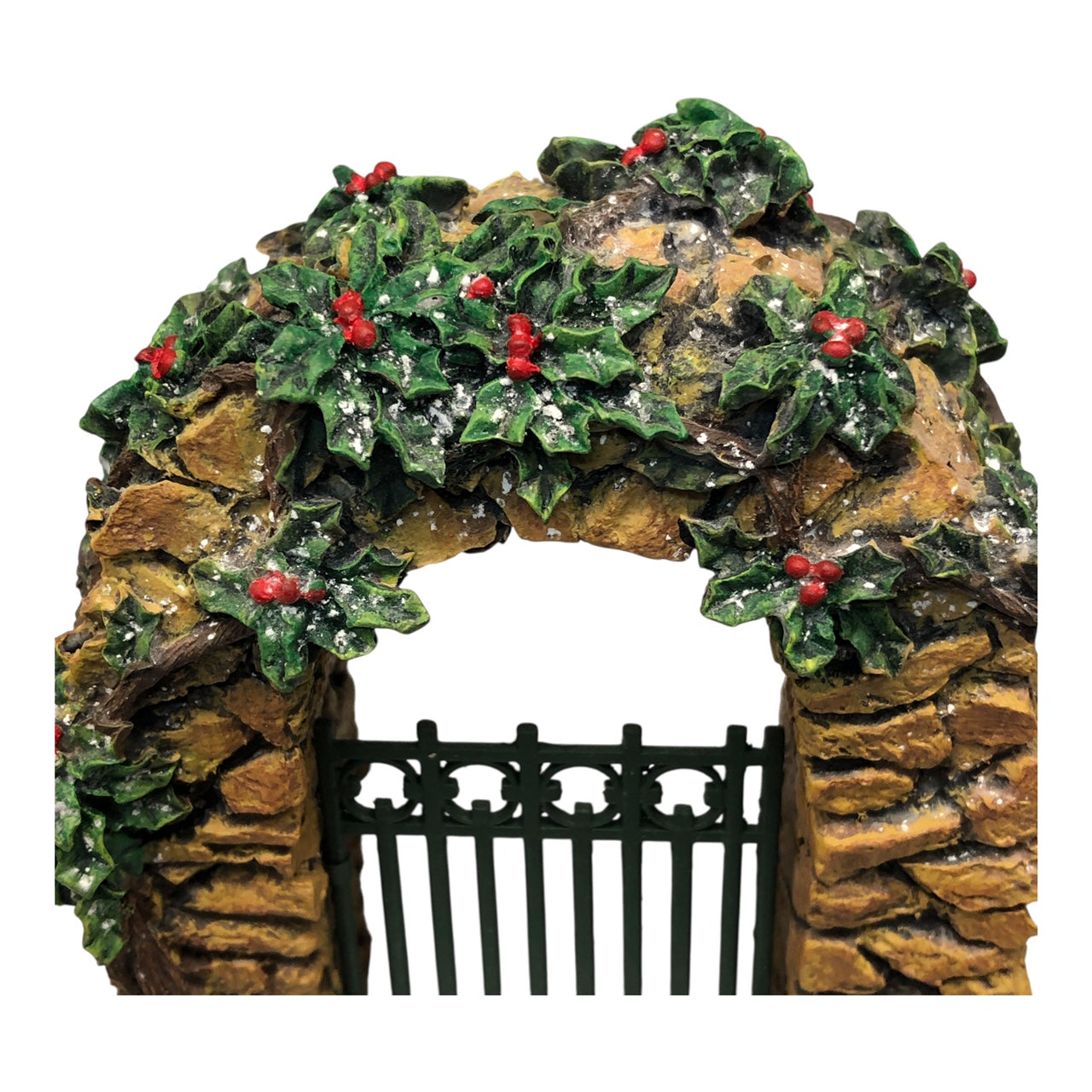 42987 - Dept56 Stone Corner Posts with Holly Tree and Stone Archway Holiday Village Accessory |CCC|