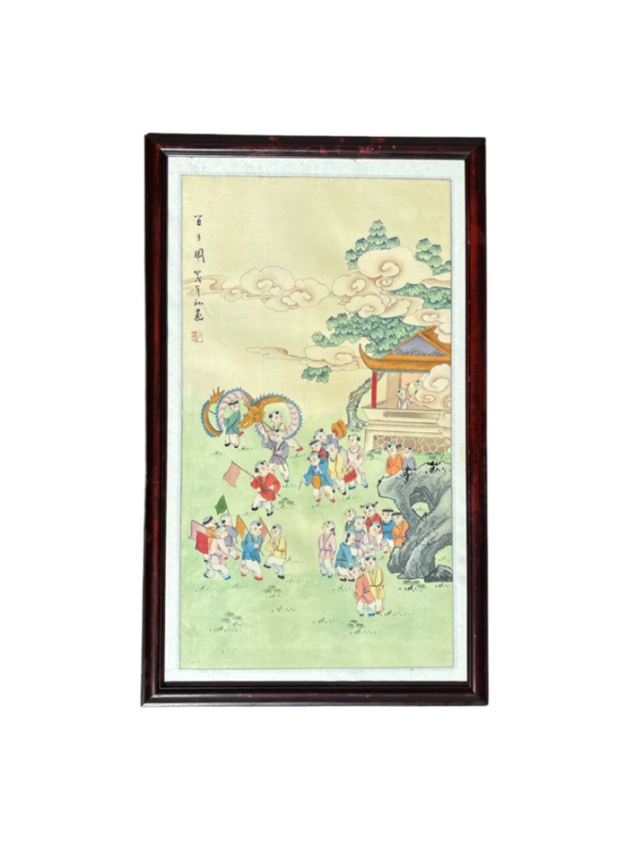 43297 - 40x24 - Hundred Sons Painting Chinese Scroll Painting - 10-16 CARDINAL