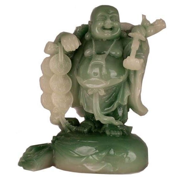 432 - 6" Jade RESIN Green Buddha - Coins FOR BRINGING WEALTH - |X-57|