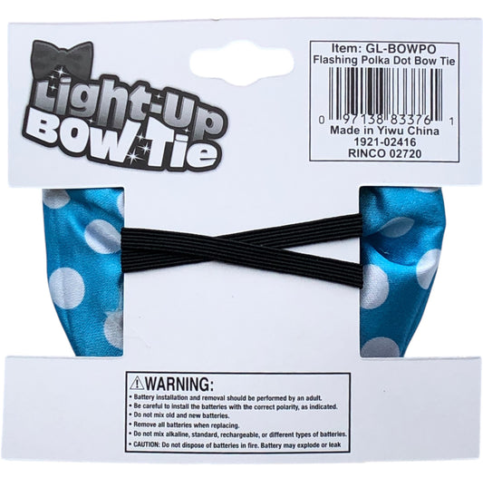 43314 - Flashing Blue & White Polka Dot Bow Tie -1-13 COOL BEANS