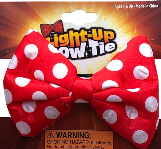 43315 - Flashing Red & White Polka Dot Bow Tie 1-13 COOL BEANS