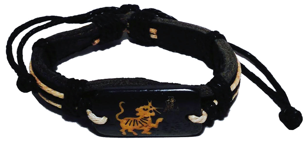 4335 - Zodiac Leather Adjustable Bracelet Lion - |Clear-122|