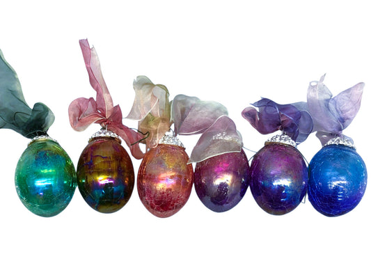 43358-Glass Egg Ornaments Set of 6- |22-5|