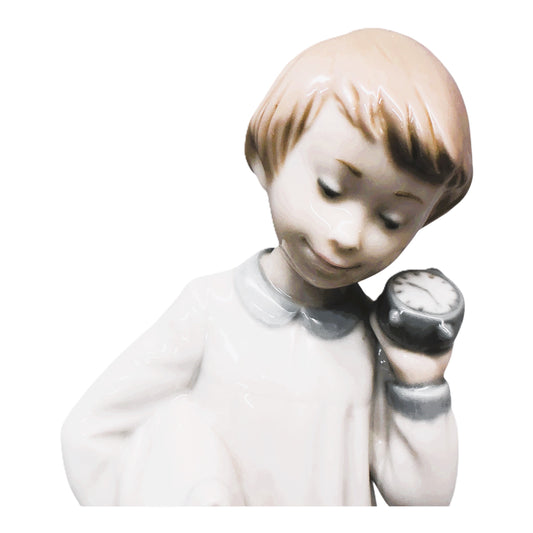 43427-NAO by Lladro Boy with Pillow and Clock-X-82 : CS CHESSMAN