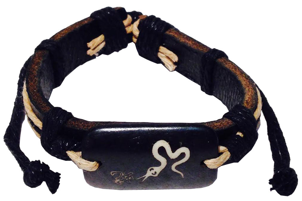 4472 - Zodiac Leather Bracelet Snake - |Clear-122|