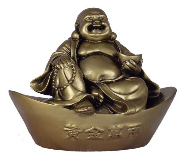 4813 - 4" Gold Buddha - On Large Ingot - |Bu-03|